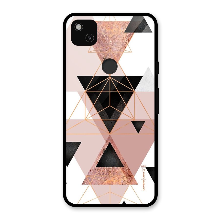 Abstract Rose Gold Triangles Glass Back Case for Google Pixel 4a