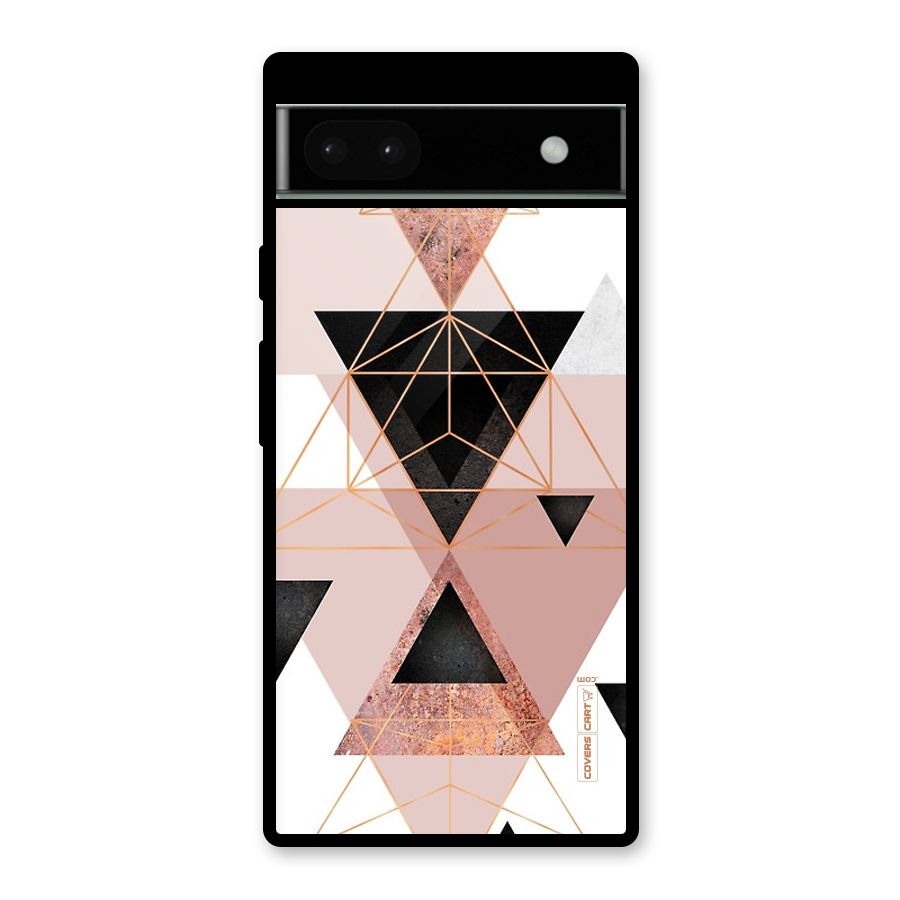 Abstract Rose Gold Triangles Glass Back Case for Google Pixel 6a