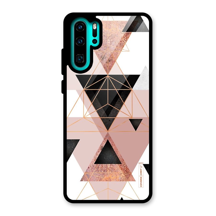 Abstract Rose Gold Triangles Glass Back Case for Huawei P30 Pro
