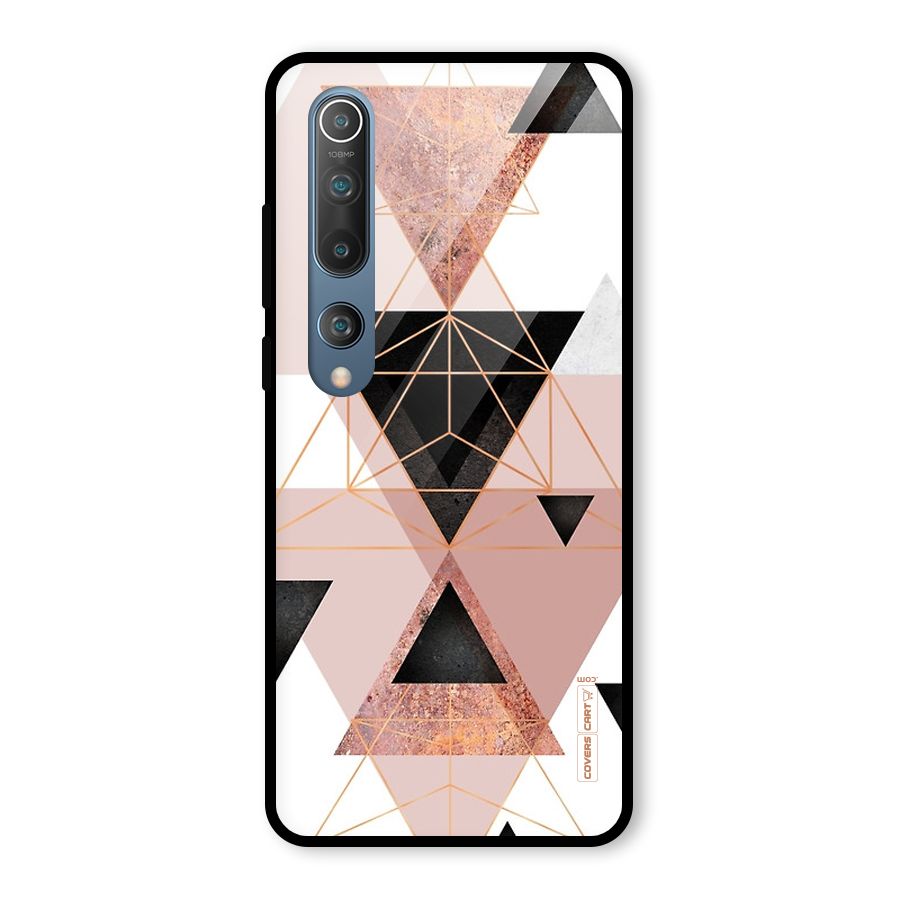Abstract Rose Gold Triangles Glass Back Case for Mi 10