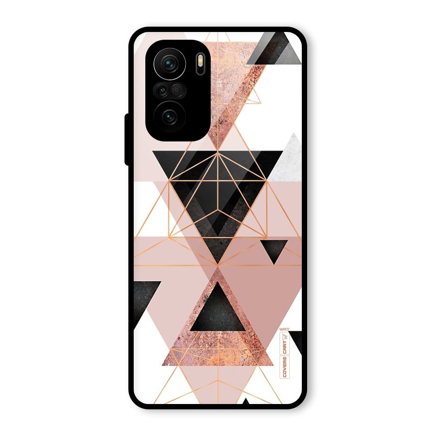 Abstract Rose Gold Triangles Glass Back Case for Mi 11X Pro