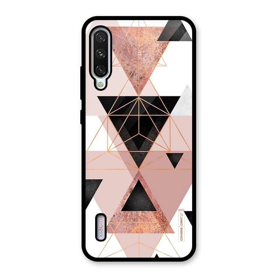 Abstract Rose Gold Triangles Glass Back Case for Mi A3