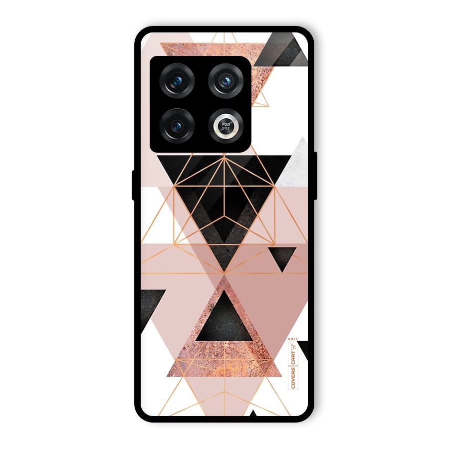 Abstract Rose Gold Triangles Glass Back Case for OnePlus 10 Pro 5G