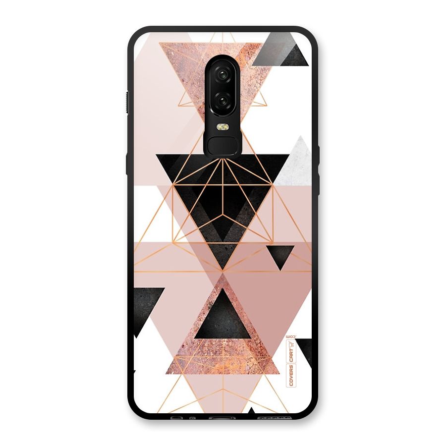 Abstract Rose Gold Triangles Glass Back Case for OnePlus 6