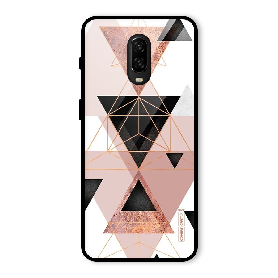 Abstract Rose Gold Triangles Glass Back Case for OnePlus 6T