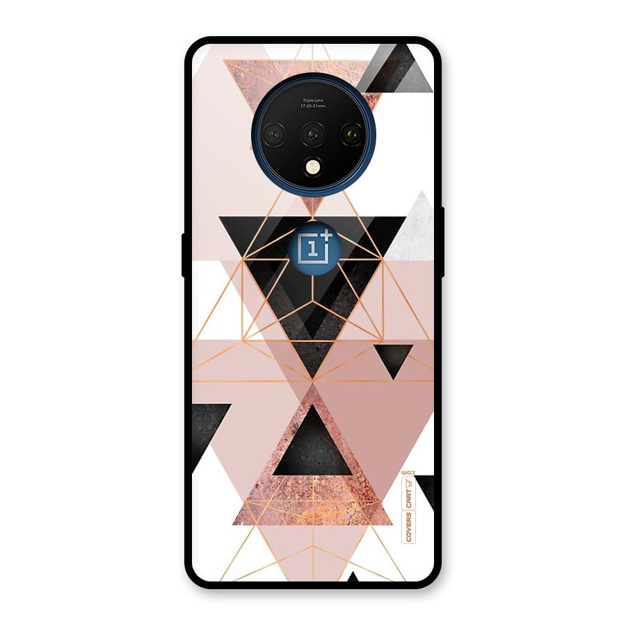 Abstract Rose Gold Triangles Glass Back Case for OnePlus 7T