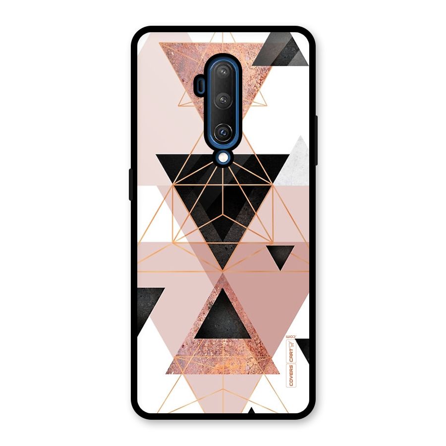 Abstract Rose Gold Triangles Glass Back Case for OnePlus 7T Pro