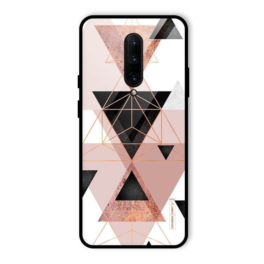 Abstract Rose Gold Triangles Glass Back Case for OnePlus 7 Pro