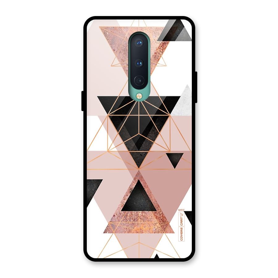 Abstract Rose Gold Triangles Glass Back Case for OnePlus 8