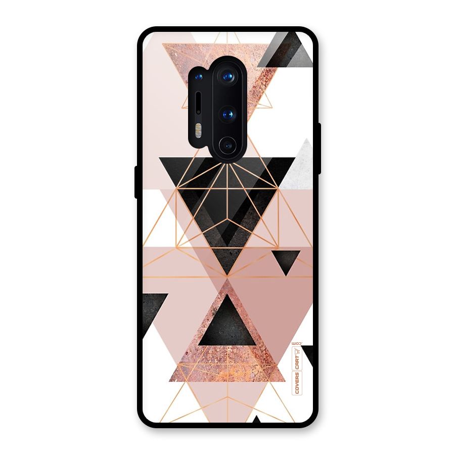 Abstract Rose Gold Triangles Glass Back Case for OnePlus 8 Pro