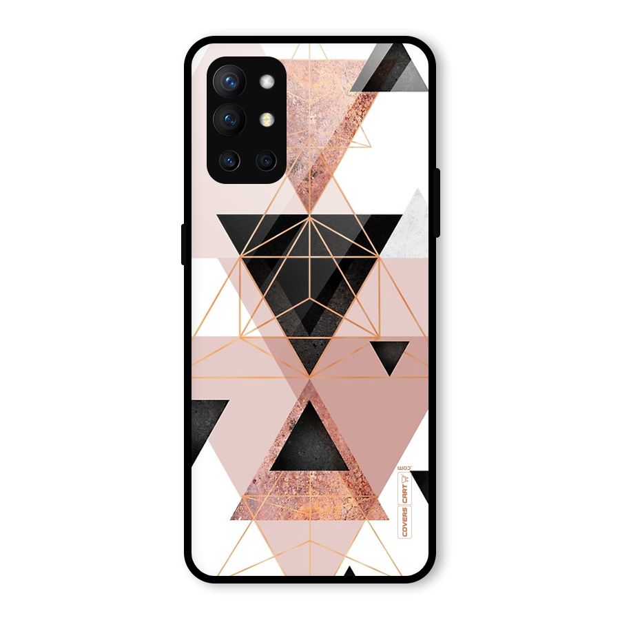 Abstract Rose Gold Triangles Glass Back Case for OnePlus 9R