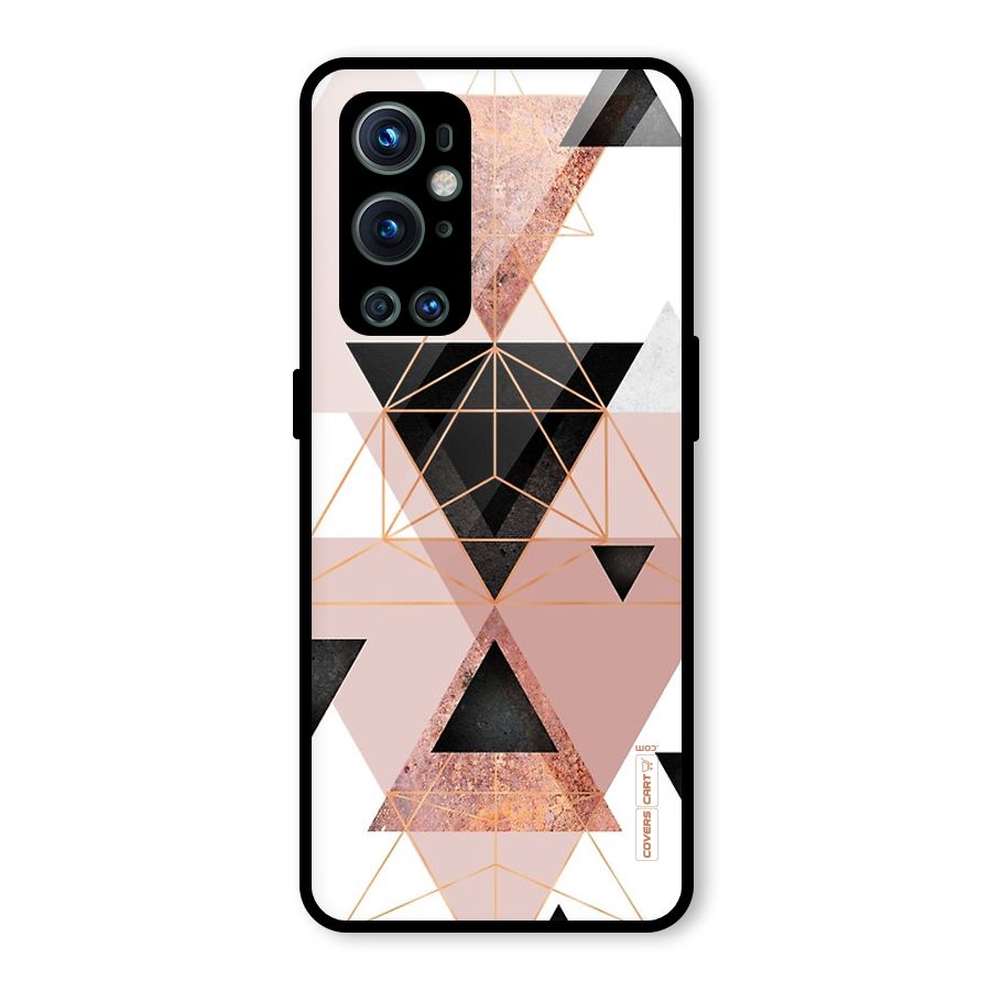 Abstract Rose Gold Triangles Glass Back Case for OnePlus 9 Pro