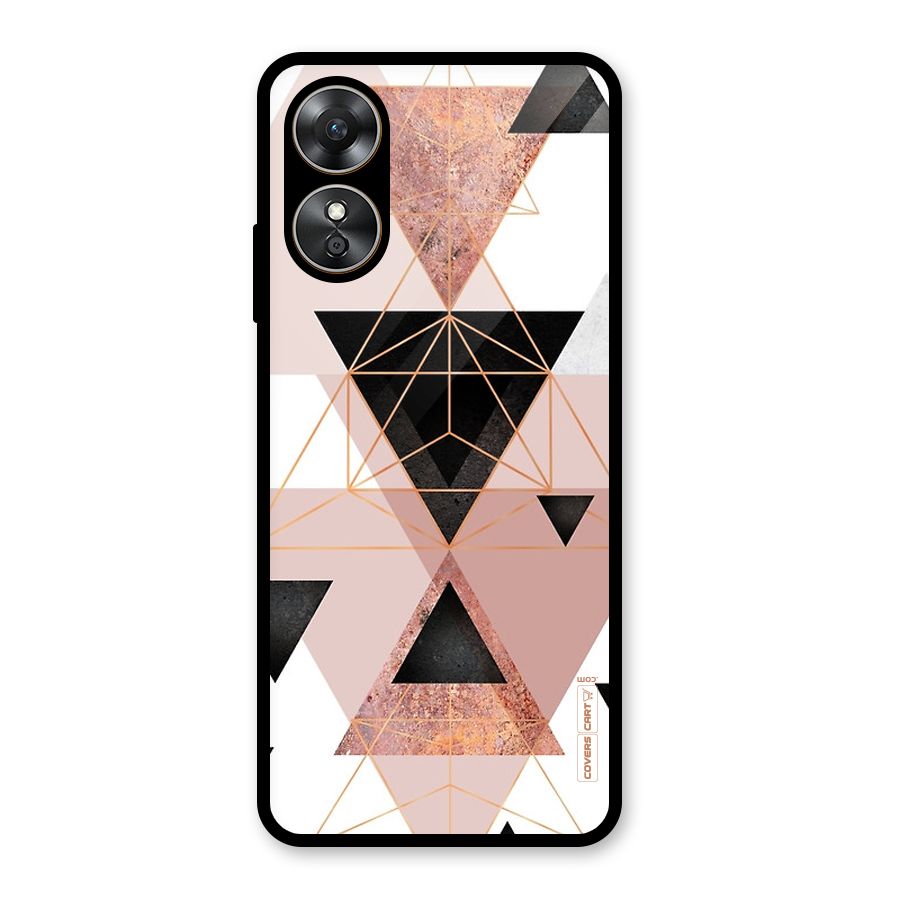 Abstract Rose Gold Triangles Glass Back Case for Oppo A17