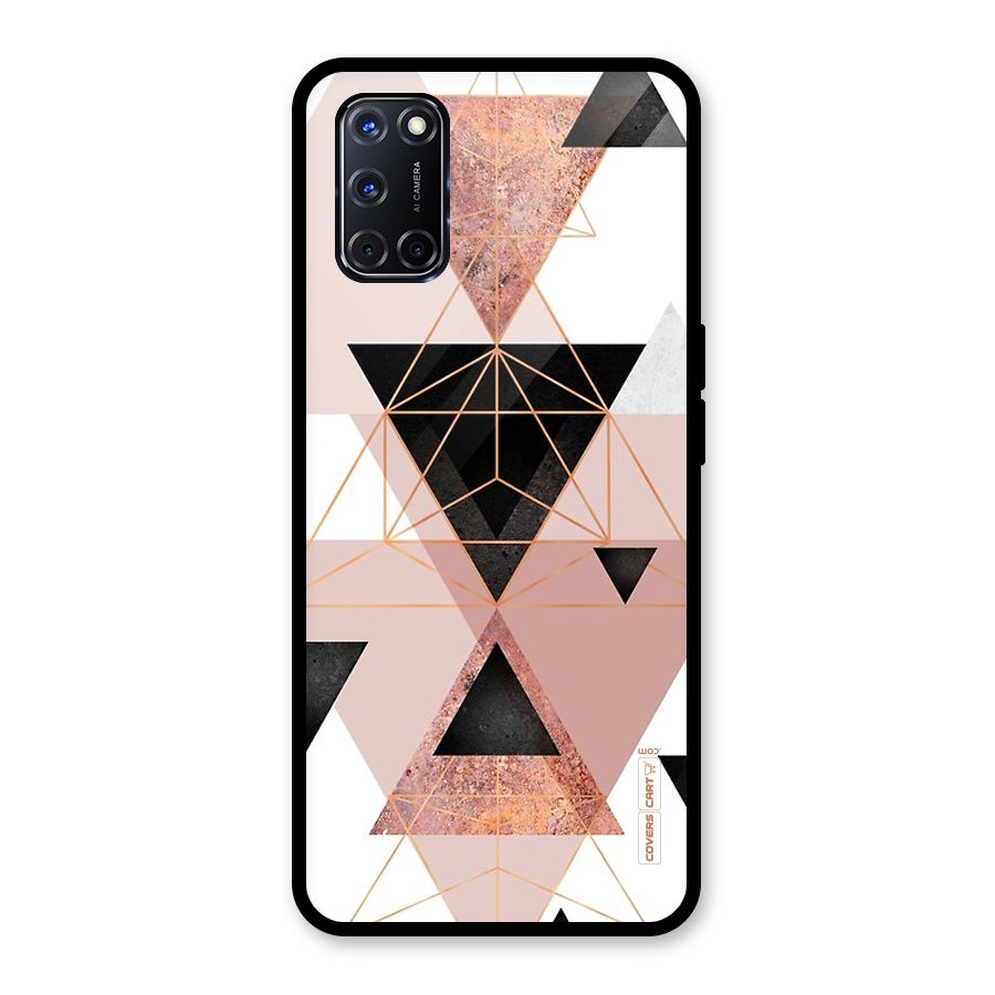 Abstract Rose Gold Triangles Glass Back Case for Oppo A52