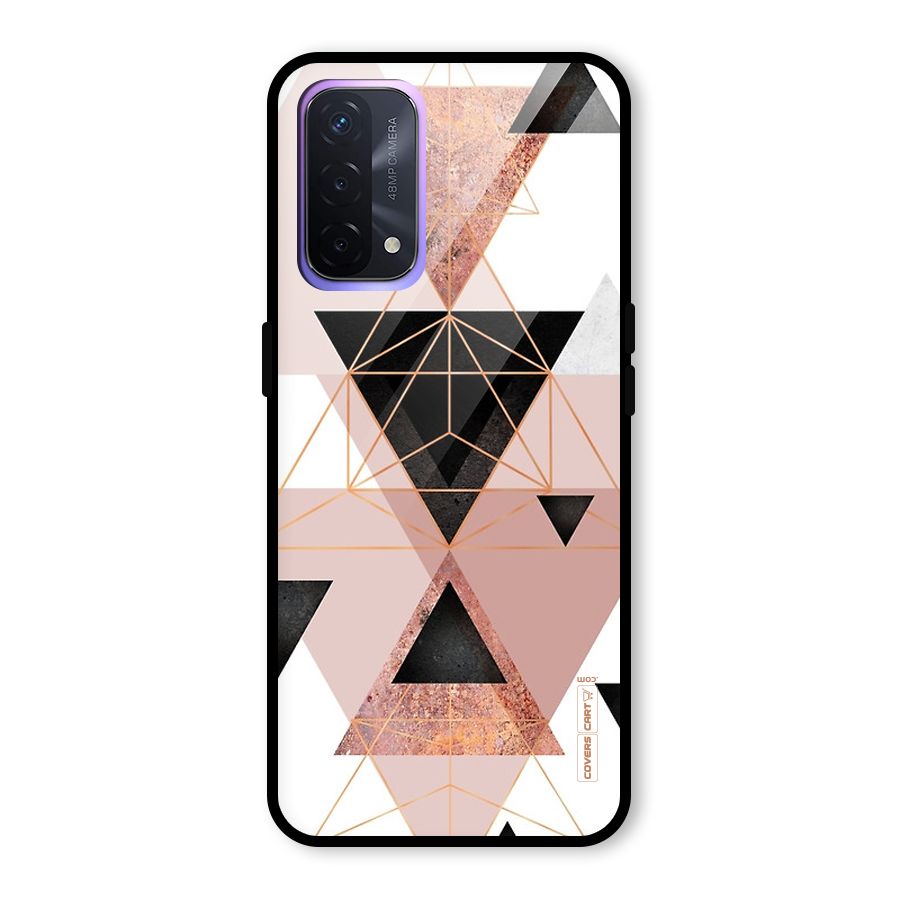 Abstract Rose Gold Triangles Glass Back Case for Oppo A74 5G
