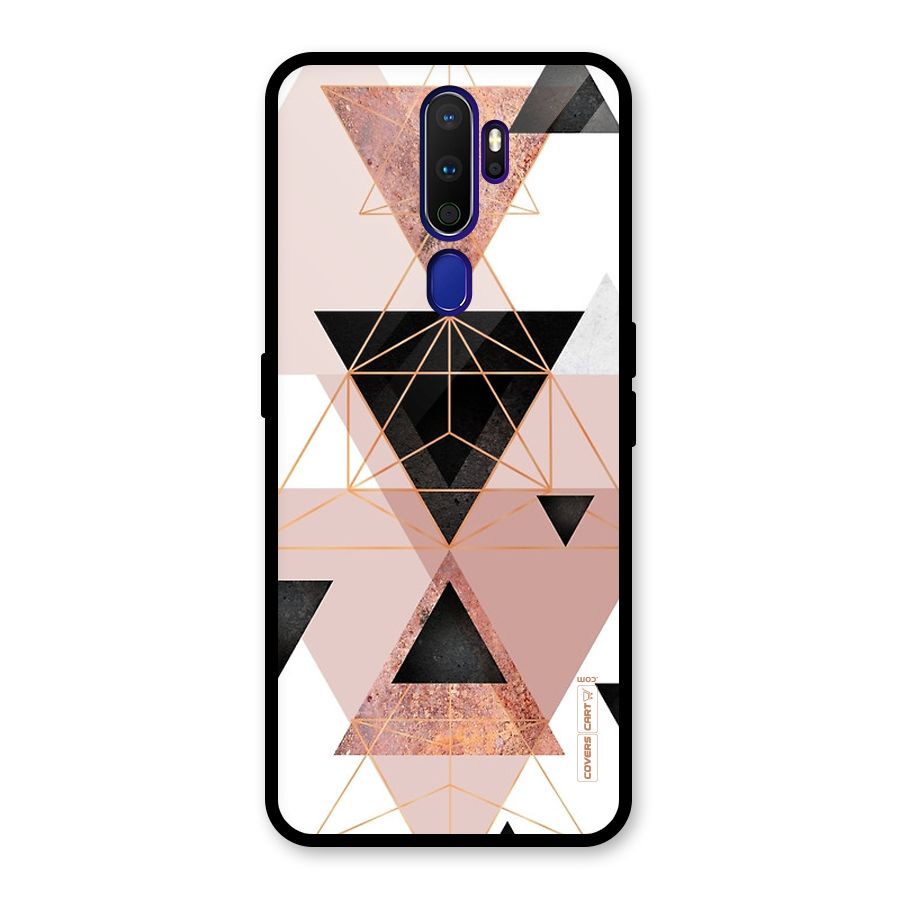 Abstract Rose Gold Triangles Glass Back Case for Oppo A9 (2020)