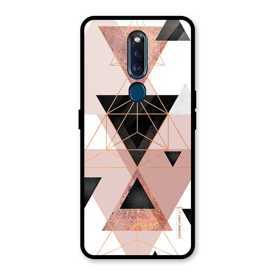 Abstract Rose Gold Triangles Glass Back Case for Oppo F11 Pro