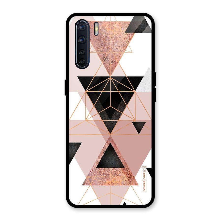 Abstract Rose Gold Triangles Glass Back Case for Oppo F15