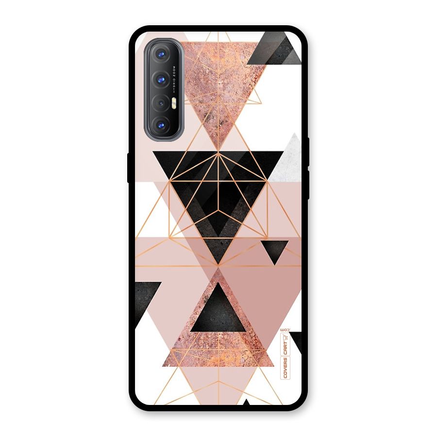 Abstract Rose Gold Triangles Glass Back Case for Oppo Reno3 Pro