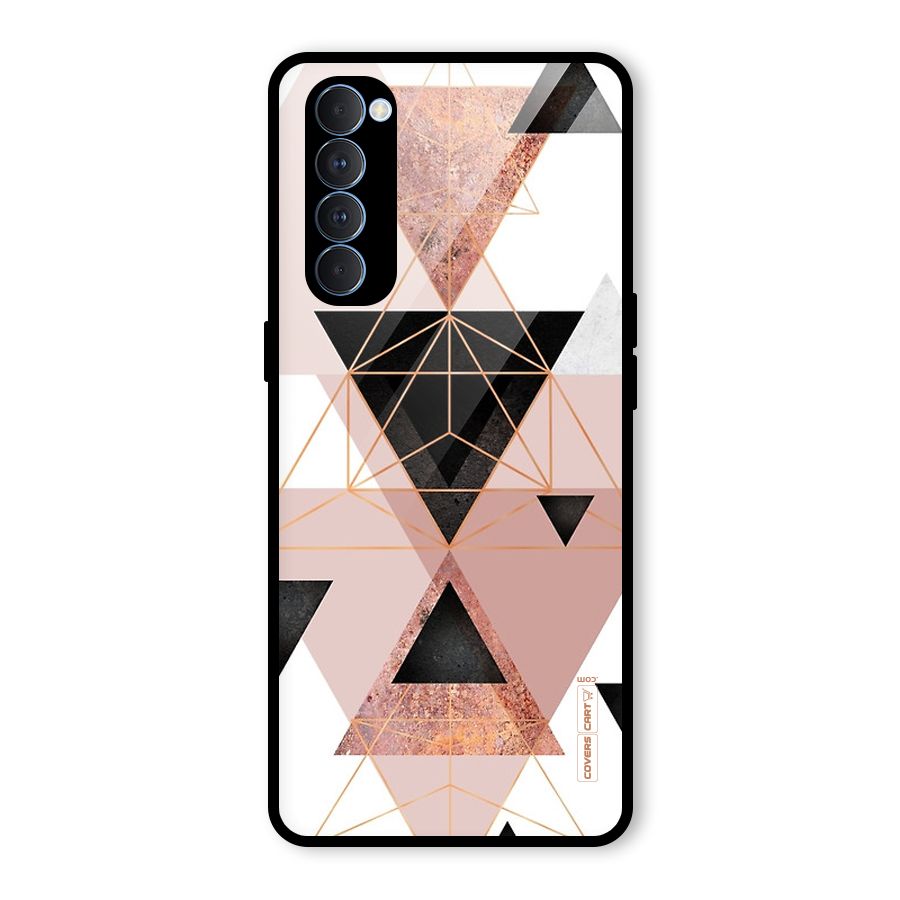 Abstract Rose Gold Triangles Glass Back Case for Oppo Reno4 Pro