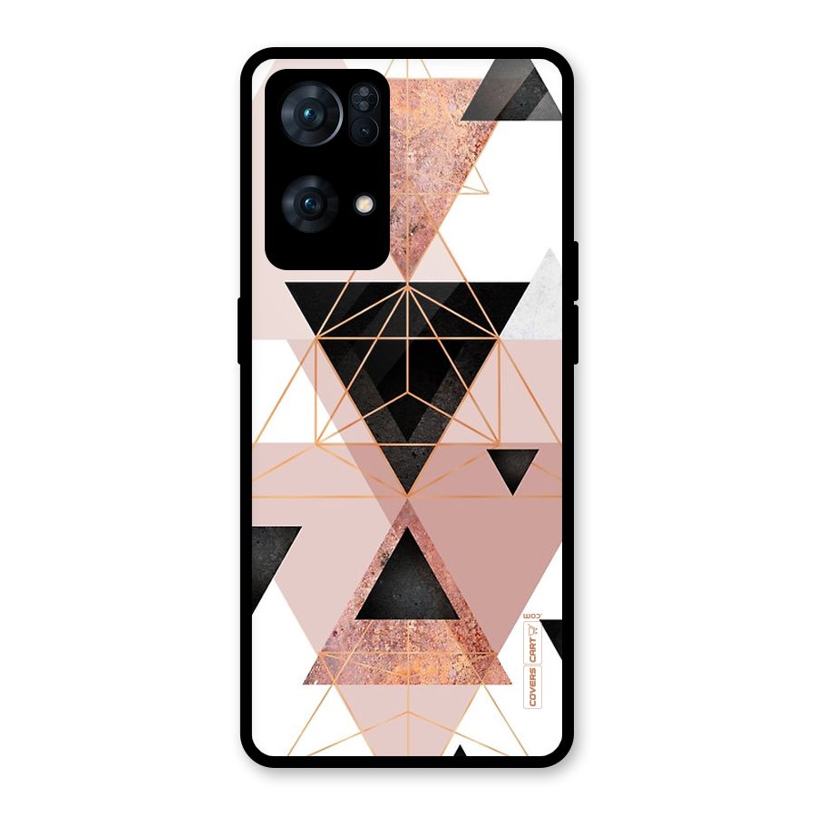 Abstract Rose Gold Triangles Glass Back Case for Oppo Reno7 Pro 5G