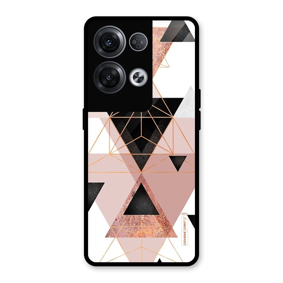 Abstract Rose Gold Triangles Glass Back Case for Oppo Reno8 Pro 5G