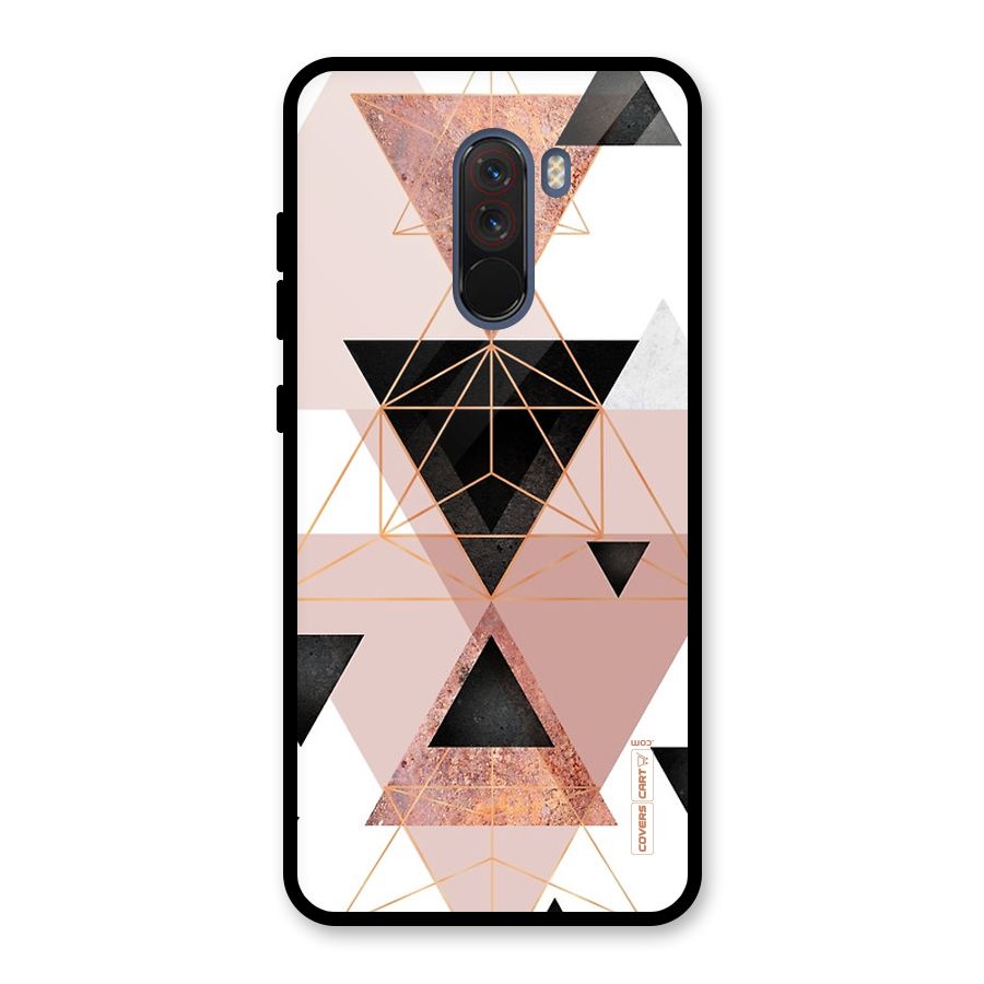 Abstract Rose Gold Triangles Glass Back Case for Poco F1