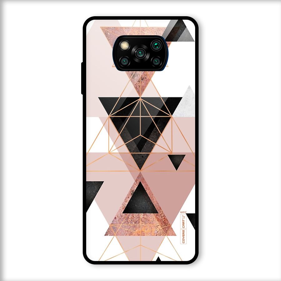Abstract Rose Gold Triangles Glass Back Case for Poco X3