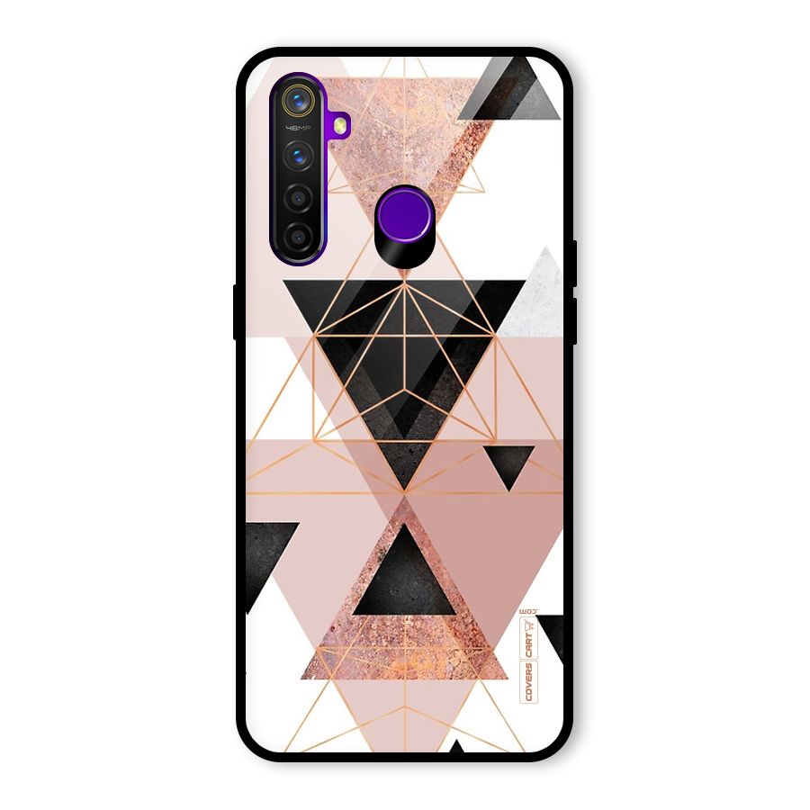 Abstract Rose Gold Triangles Glass Back Case for Realme 5 Pro