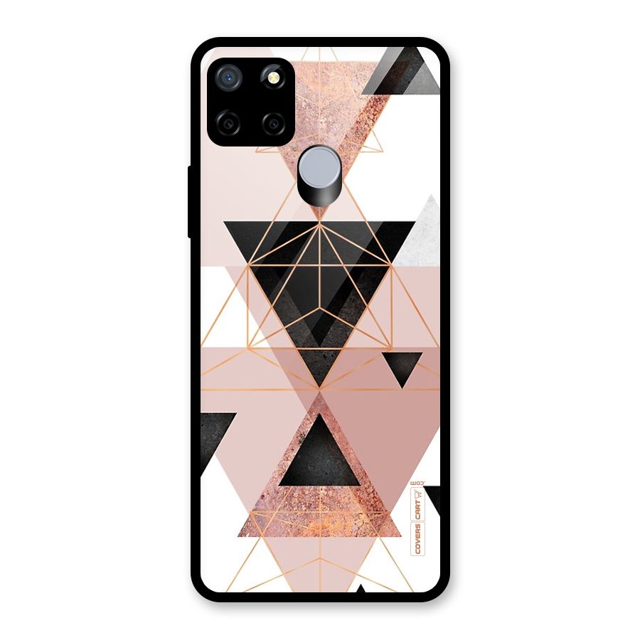 Abstract Rose Gold Triangles Glass Back Case for Realme C15