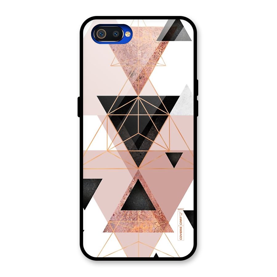 Abstract Rose Gold Triangles Glass Back Case for Realme C2