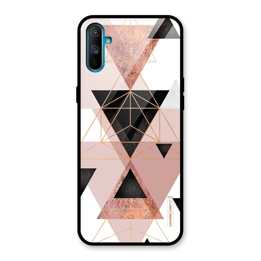 Abstract Rose Gold Triangles Glass Back Case for Realme C3