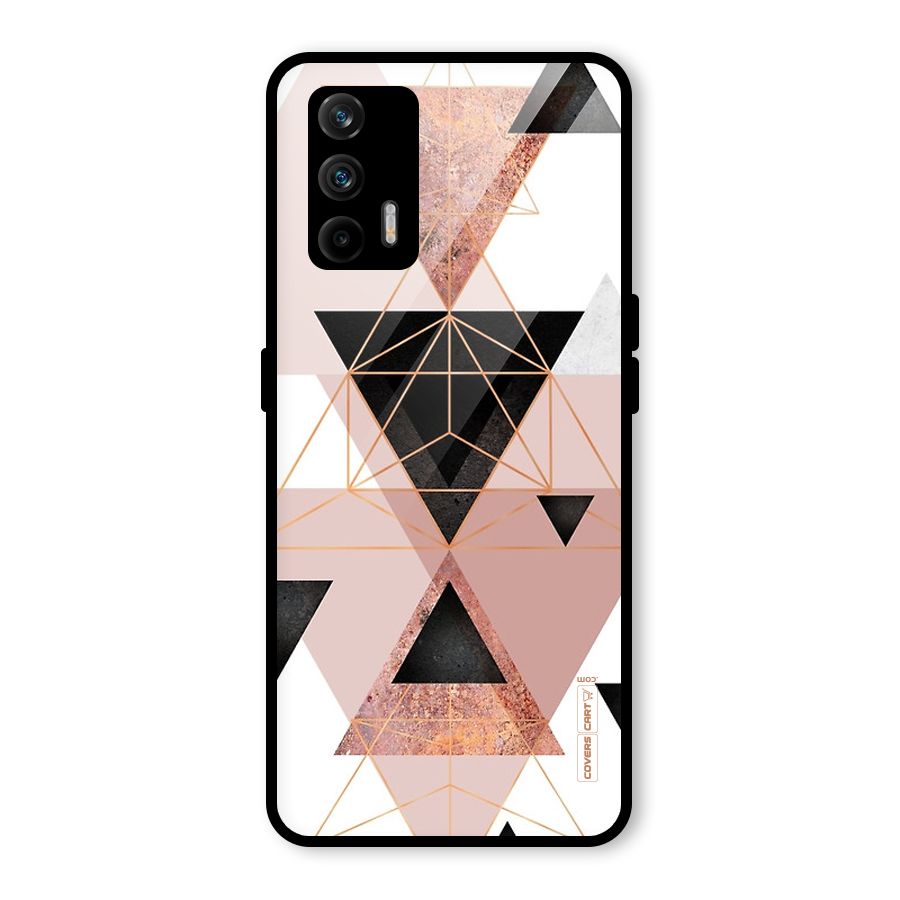 Abstract Rose Gold Triangles Glass Back Case for Realme GT 5G