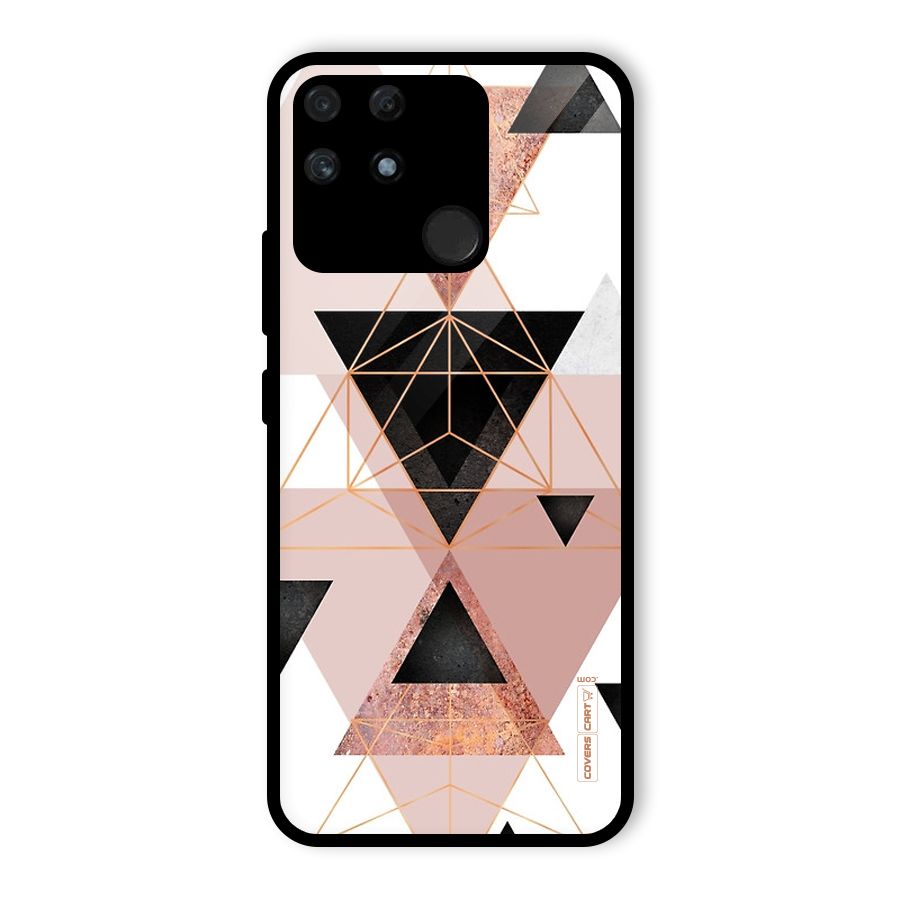 Abstract Rose Gold Triangles Glass Back Case for Realme Narzo 50A