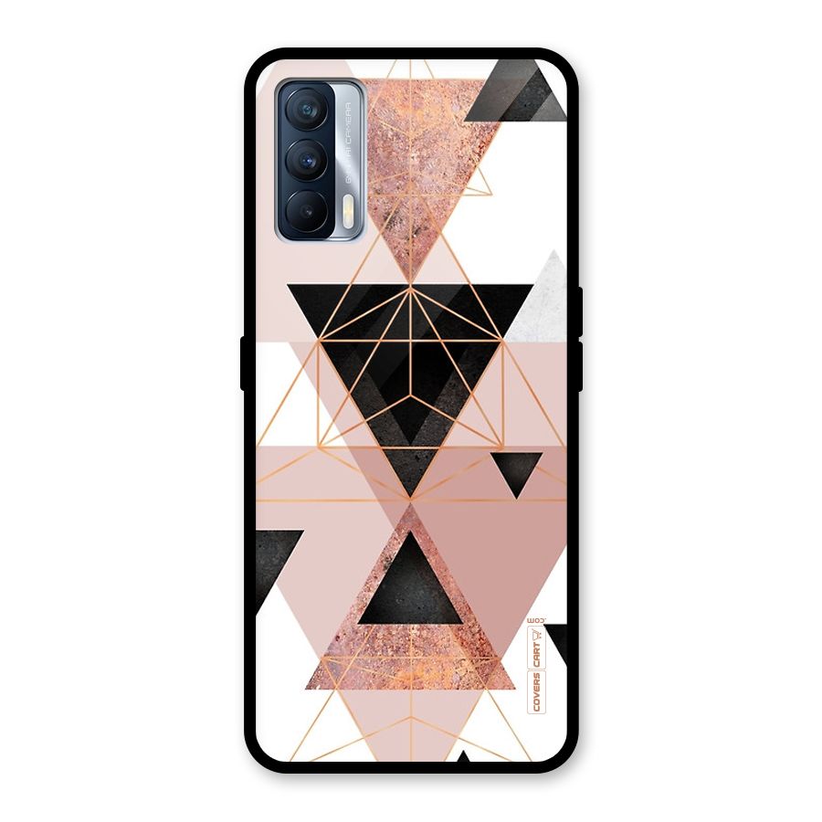 Abstract Rose Gold Triangles Glass Back Case for Realme X7
