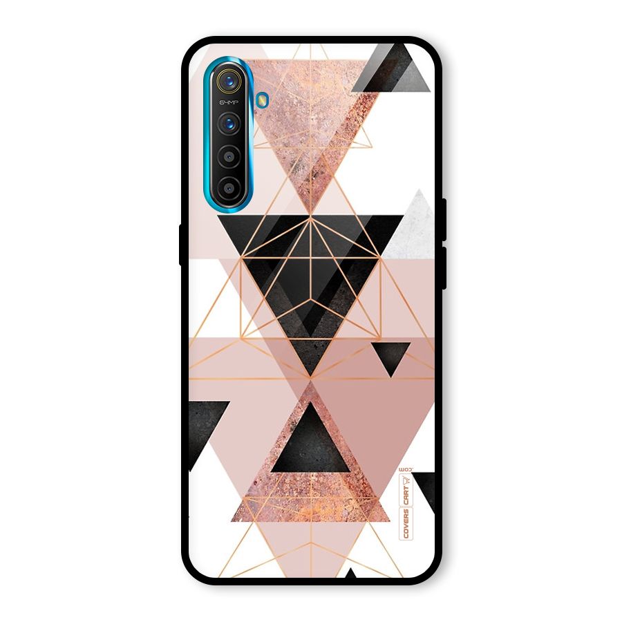 Abstract Rose Gold Triangles Glass Back Case for Realme XT