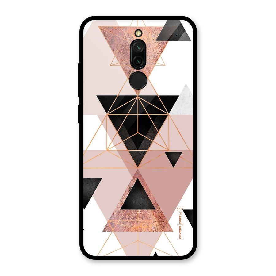 Abstract Rose Gold Triangles Glass Back Case for Redmi 8