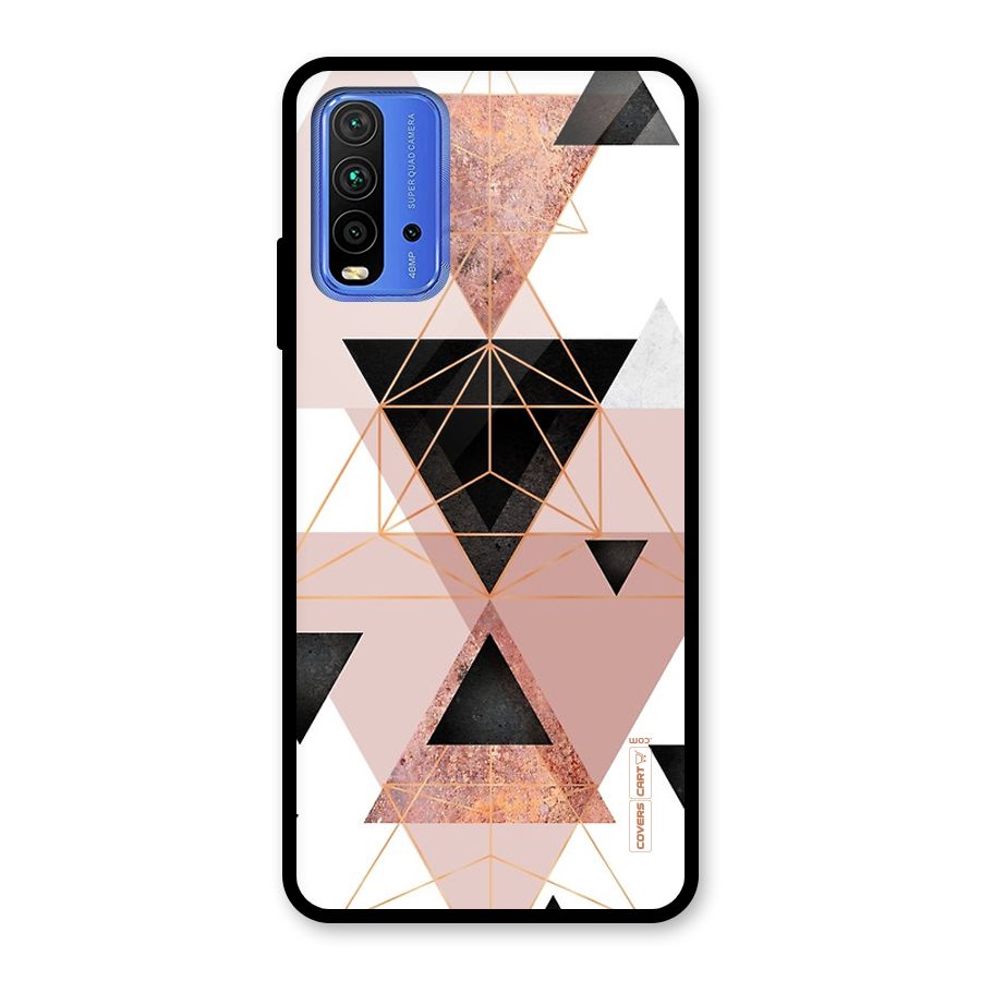 Abstract Rose Gold Triangles Glass Back Case for Redmi 9 Power