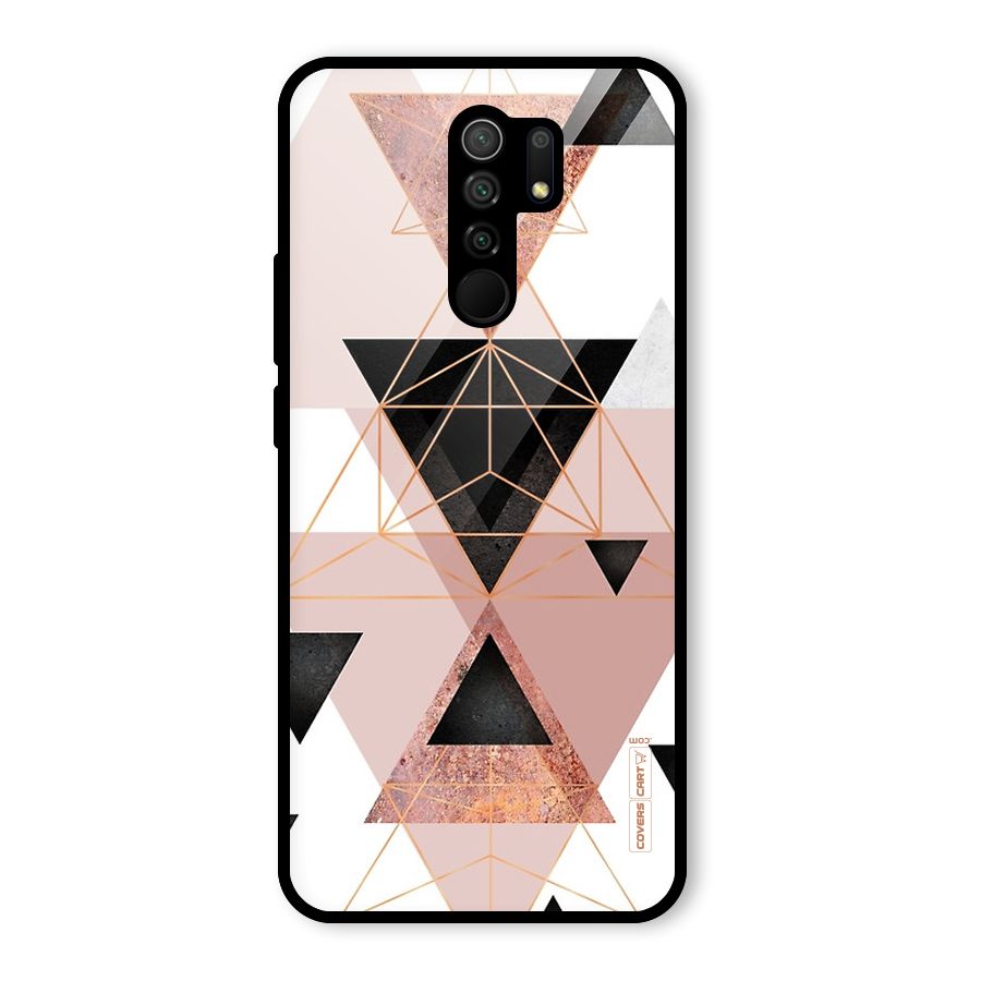 Abstract Rose Gold Triangles Glass Back Case for Redmi 9 Prime