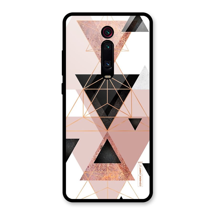 Abstract Rose Gold Triangles Glass Back Case for Redmi K20