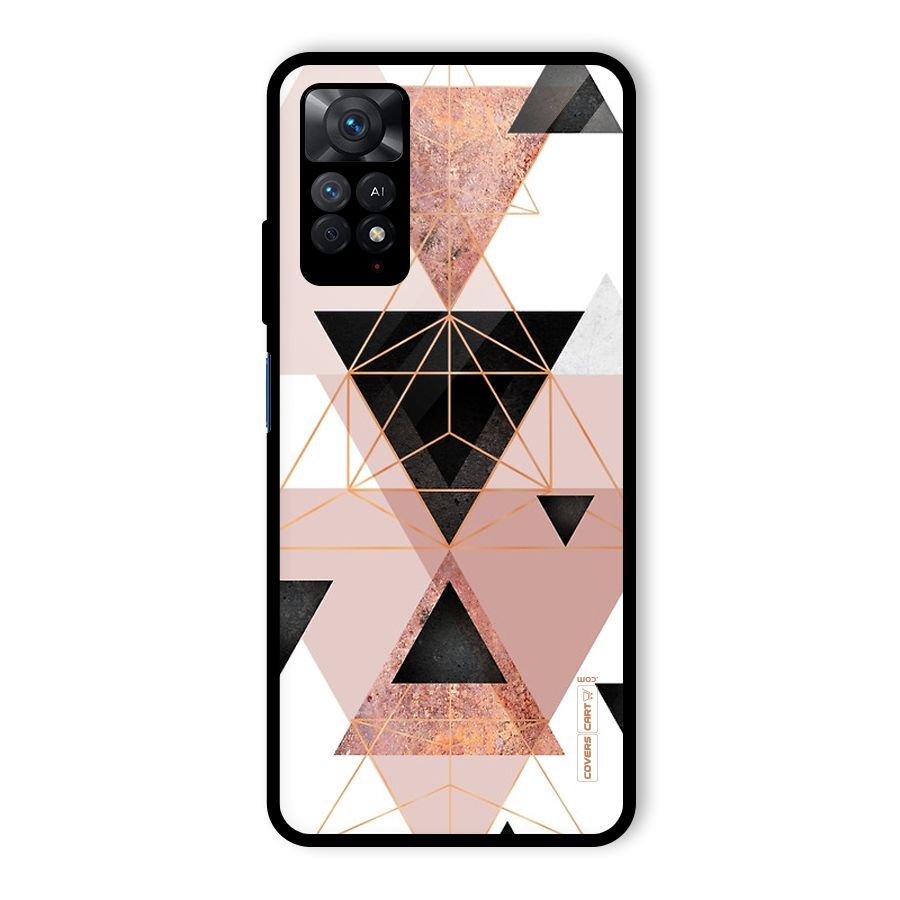 Abstract Rose Gold Triangles Glass Back Case for Redmi Note 11 Pro Plus 5G