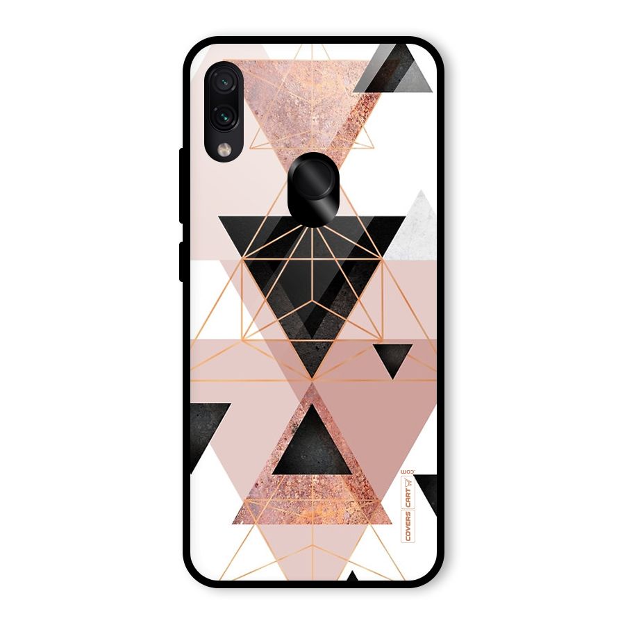 Abstract Rose Gold Triangles Glass Back Case for Redmi Note 7S