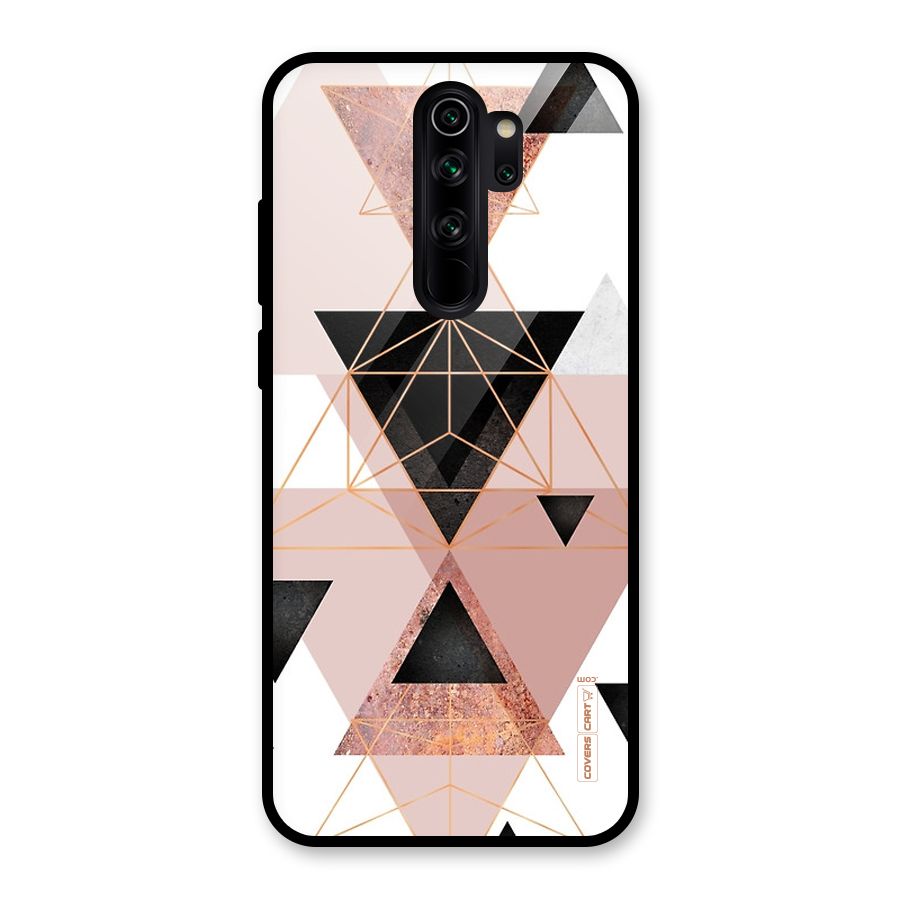 Abstract Rose Gold Triangles Glass Back Case for Redmi Note 8 Pro