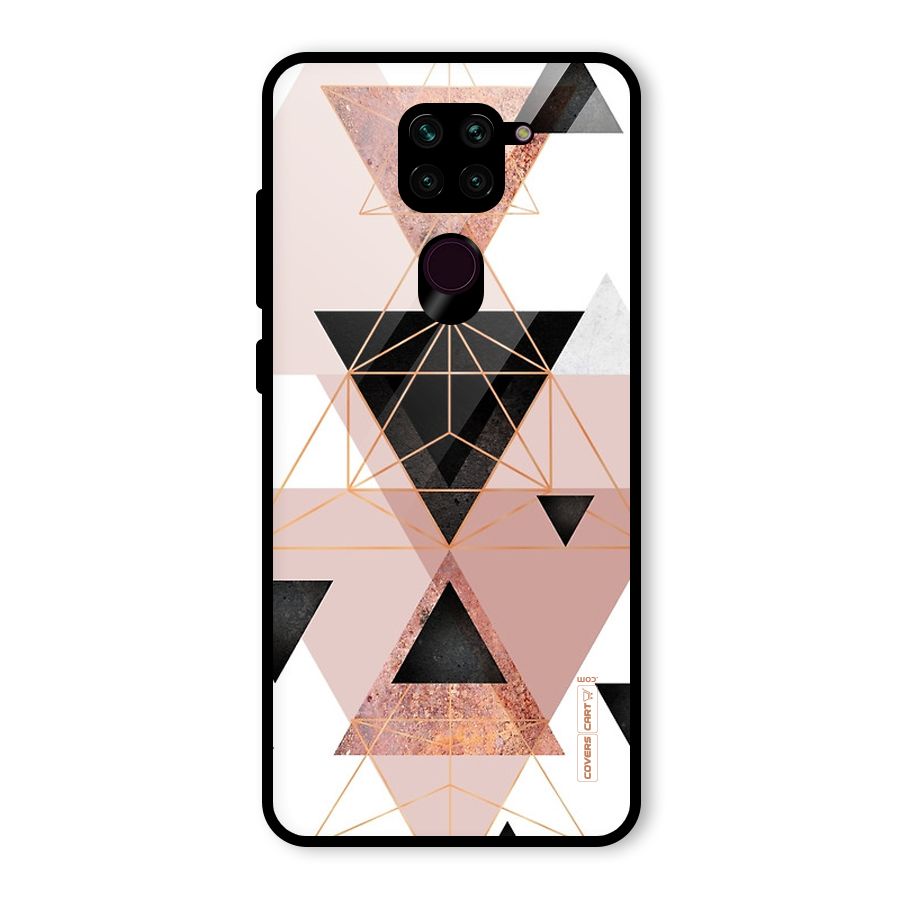 Abstract Rose Gold Triangles Glass Back Case for Redmi Note 9