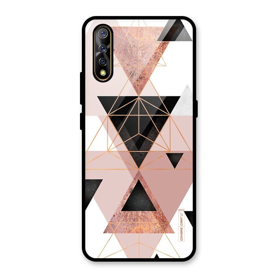 Abstract Rose Gold Triangles Glass Back Case for Vivo S1