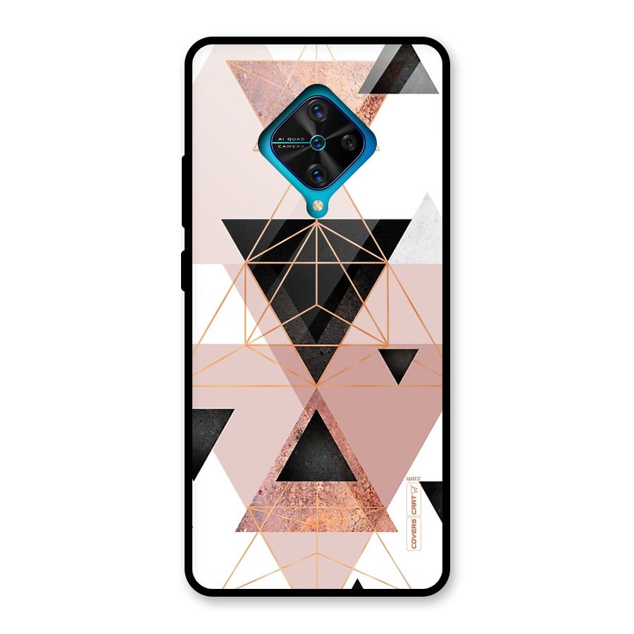 Abstract Rose Gold Triangles Glass Back Case for Vivo S1 Pro