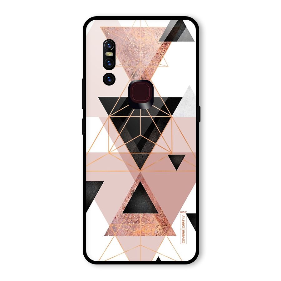 Abstract Rose Gold Triangles Glass Back Case for Vivo V15