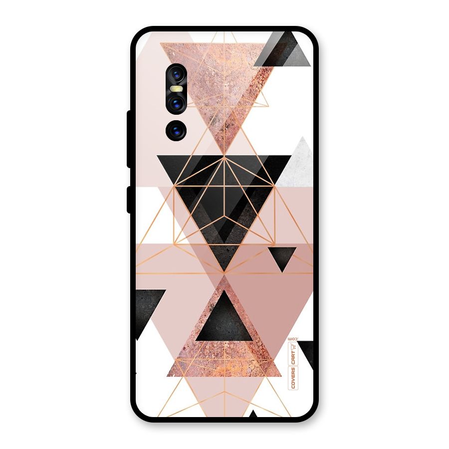 Abstract Rose Gold Triangles Glass Back Case for Vivo V15 Pro