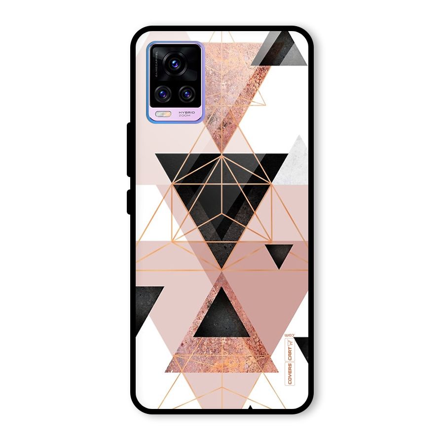 Abstract Rose Gold Triangles Glass Back Case for Vivo V20 Pro