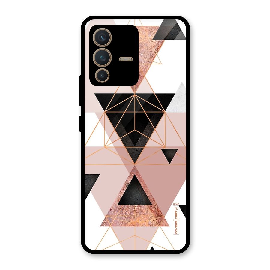 Abstract Rose Gold Triangles Glass Back Case for Vivo V23 5G